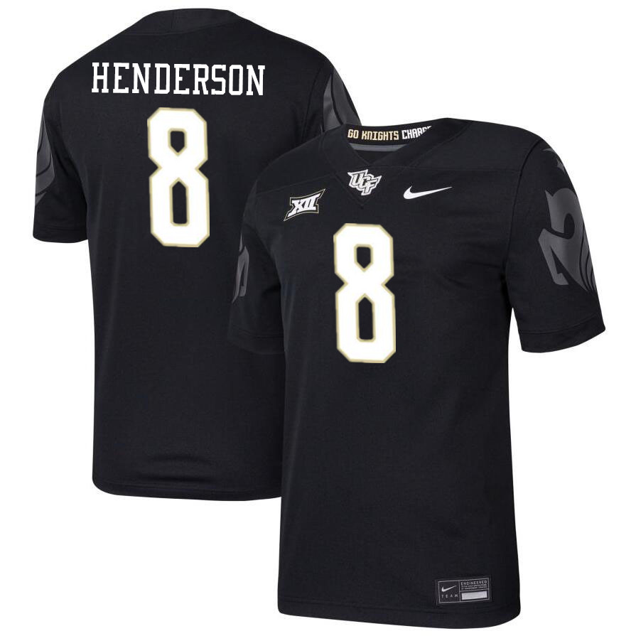 Men #8 Demari Henderson UCF Knights Big 12 Conference College Football Jerseys Stitched-Black